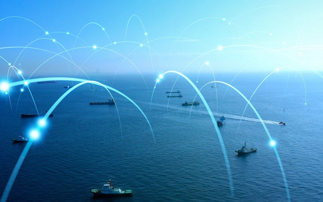 A digitally enhanced image of ships